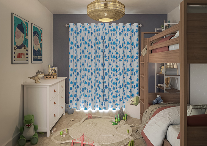 Robo Town, Bot Blue - Made to Measure Curtains - Image 15